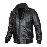 Bomber Removable Hooded Sheepskin Leather Jacket for Men