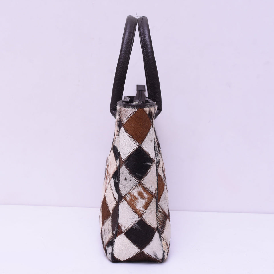 Unique & Stylish Tote Bag - Leather Handcrafted Cowhide Patchwork for Women's