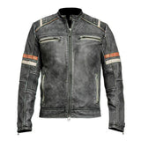 Vintage Black Café Racer Lambskin Leather Jacket For Men