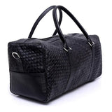 Braided Design - Hair On Black Cowhide Genuine Leather Duffel Bag