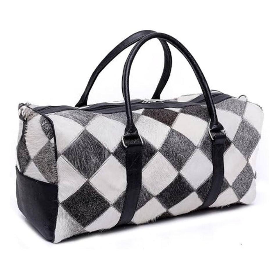 Hair On Cowhide Genuine Leather Duffel Bag For Men And Women