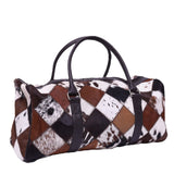 Multipatch Design - Hair On Cowhide Genuine Leather Duffel Bag