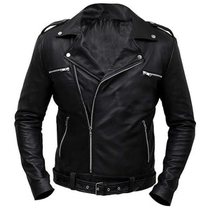 Brando Motorcycle Premium Sheepskin Black Leather Jacket For Men