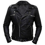 Brando Motorcycle Premium Sheepskin Black Leather Jacket For Men