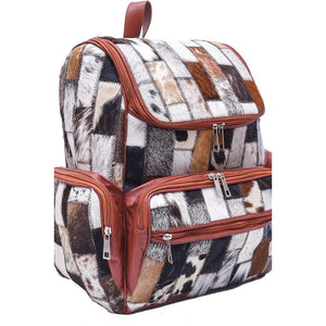 Braided Rectangular Pattern Design - Genuine Leather Backpack For Women