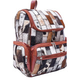 Braided Rectangular Pattern Design - Genuine Leather Backpack For Women