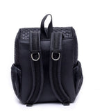 Braided Black Pattern Design - Genuine Leather Backpack For Women