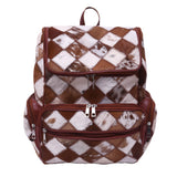 Chess Design - Hair On Cowhide Genuine Leather Backpack For Women