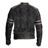 Vintage Cafe Racer Black Distressed Retro Leather Jacket for Men