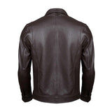 Café Racer Brown Slim fit Motorcycle Premium Lambskin Leather Jacket For Men