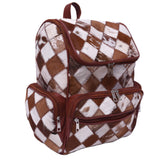 Chess Design - Hair On Cowhide Genuine Leather Backpack For Women