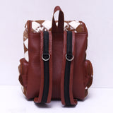 Chess Design - Hair On Cowhide Genuine Leather Backpack For Women