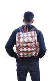 Chess Design - Hair On Cowhide Genuine Leather Backpack For Women