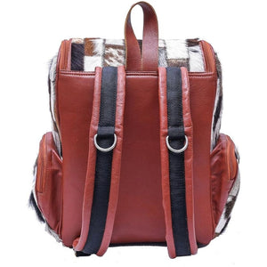 Braided Rectangular Pattern Design - Genuine Leather Backpack For Women