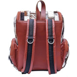 Braided Rectangular Pattern Design - Genuine Leather Backpack For Women