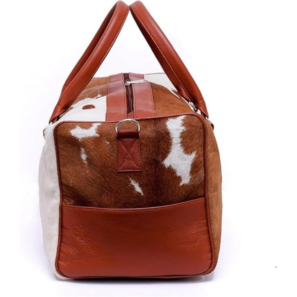 Hair On Cowhide Genuine Leather Duffel Bag For Men And Women