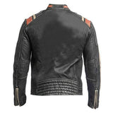Vintage Distressed Black Café Racer Lambskin Leather Jacket For Men