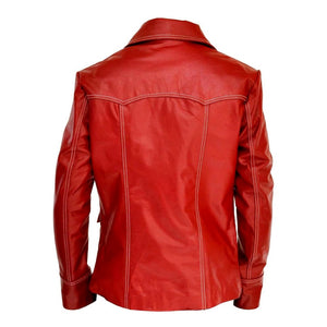 Fight Club Red Real Sheepskin Leather Jacket For Men