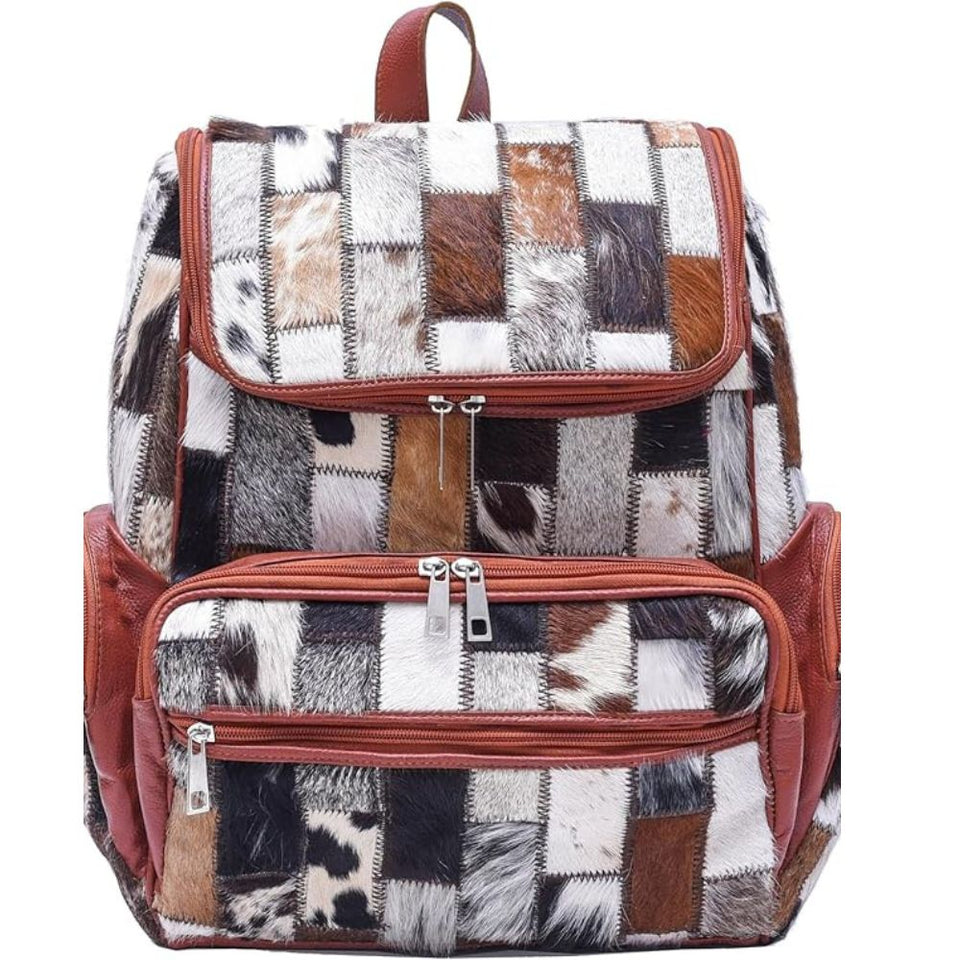 Braided Rectangular Pattern Design - Genuine Leather Backpack For Women