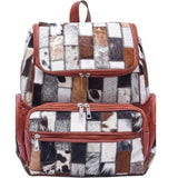 Braided Rectangular Pattern Design - Genuine Leather Backpack For Women