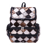 Multipatch Design - Hair On Cowhide Genuine Leather Backpack For Women