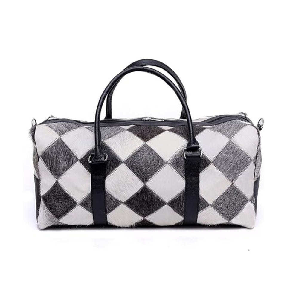 Hair On Cowhide Genuine Leather Duffel Bag For Men And Women