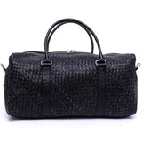 Braided Design - Hair On Black Cowhide Genuine Leather Duffel Bag