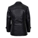 Vintage Black German Classic WW2 Officer Lambskin Leather Coat For Men