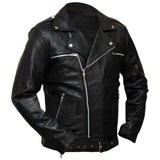 Brando Motorcycle Premium Sheepskin Black Leather Jacket For Men