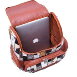 Braided Rectangular Pattern Design - Genuine Leather Backpack For Women