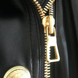 Gold Accents Zipper Closure Premium Sheepskin Leather Motorcycle Jacket for Women