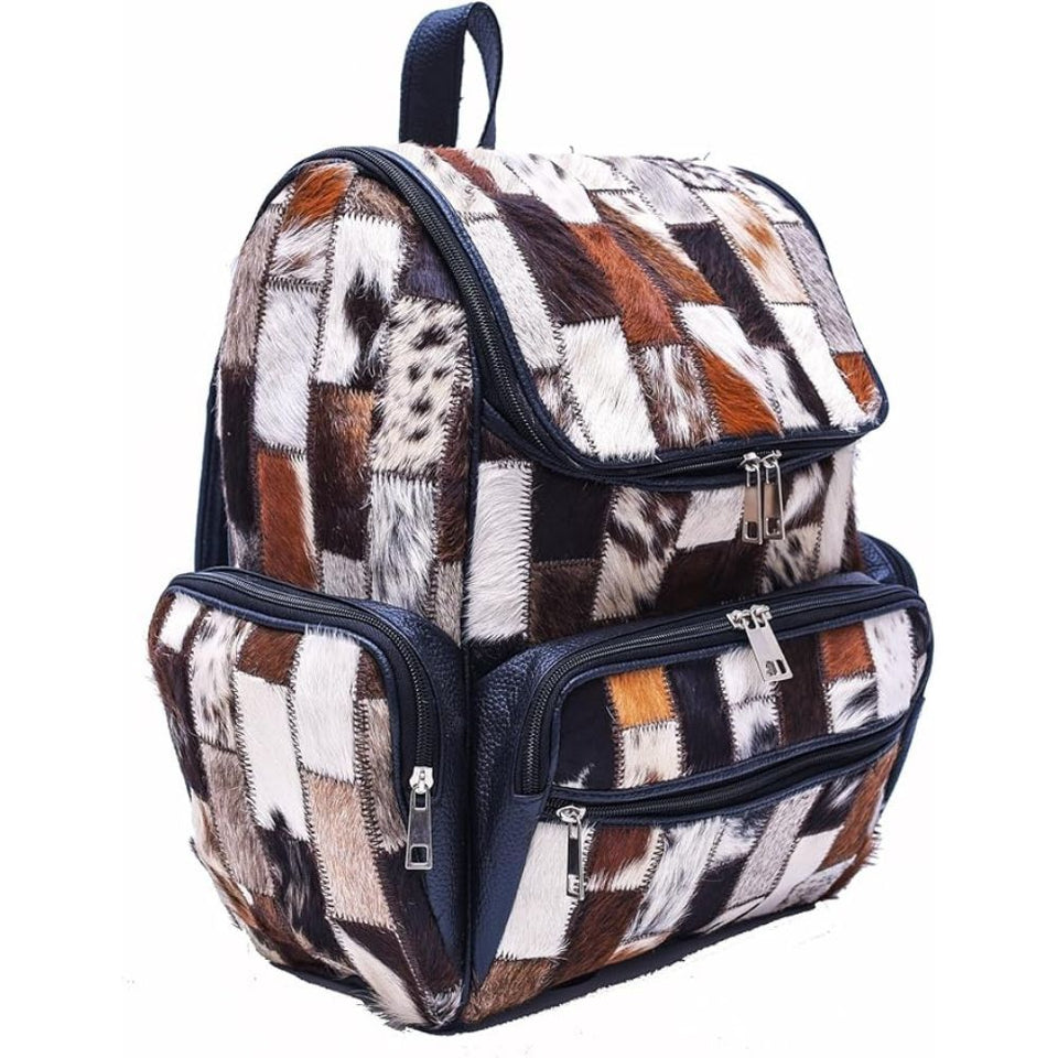 Braided Rectangular Pattern Design - Genuine Leather Backpack For Women