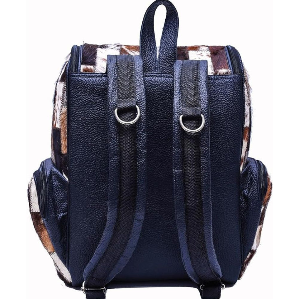 Braided Rectangular Pattern Design - Genuine Leather Backpack For Women