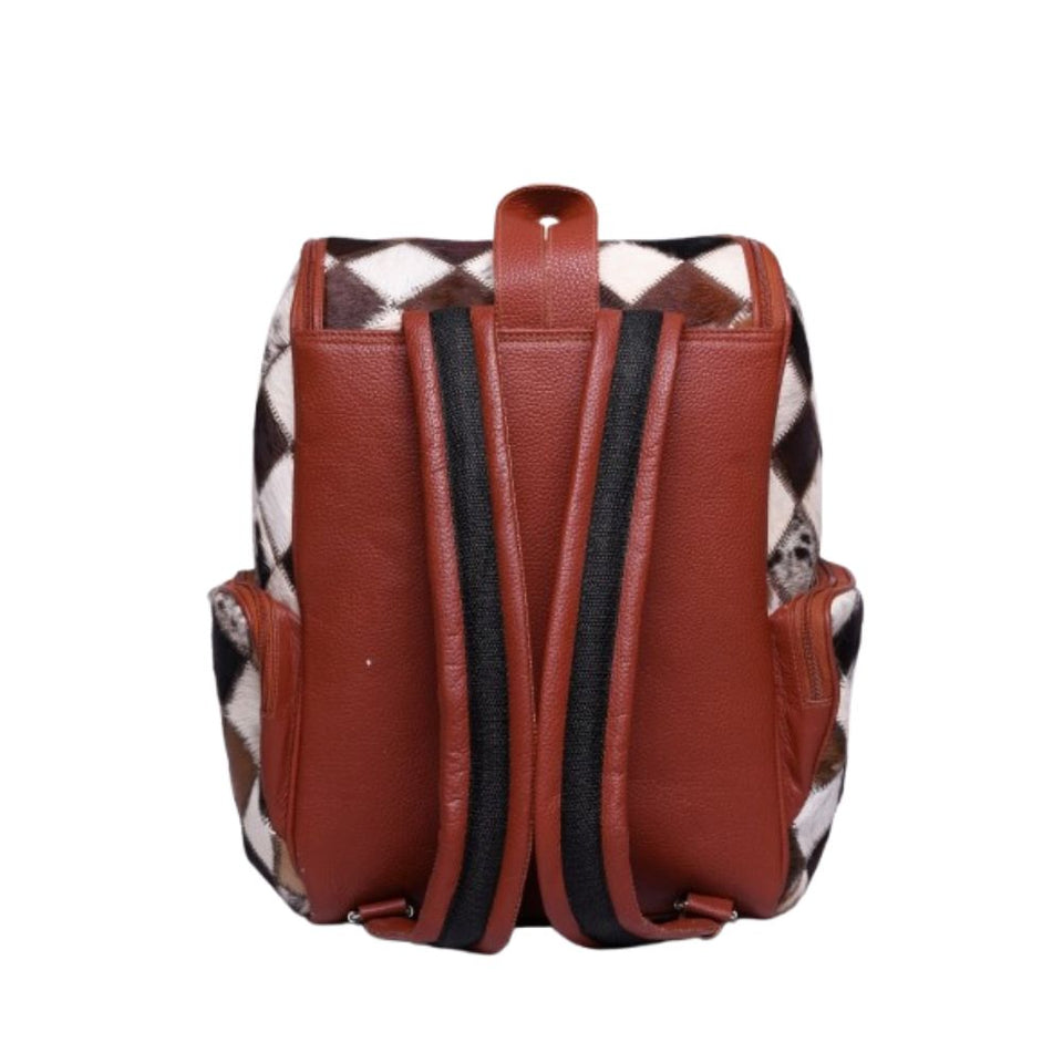 Multipatch Design - Hair On Cowhide Genuine Leather Backpack For Women