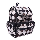 Chess Design - Hair On Cowhide Genuine Leather Backpack For Women