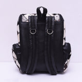 Chess Design - Hair On Cowhide Genuine Leather Backpack For Women