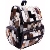 Braided Rectangular Pattern Design - Genuine Leather Backpack For Women
