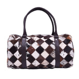 Multipatch Oval Design - Hair On Cowhide Genuine Leather Duffel Bag