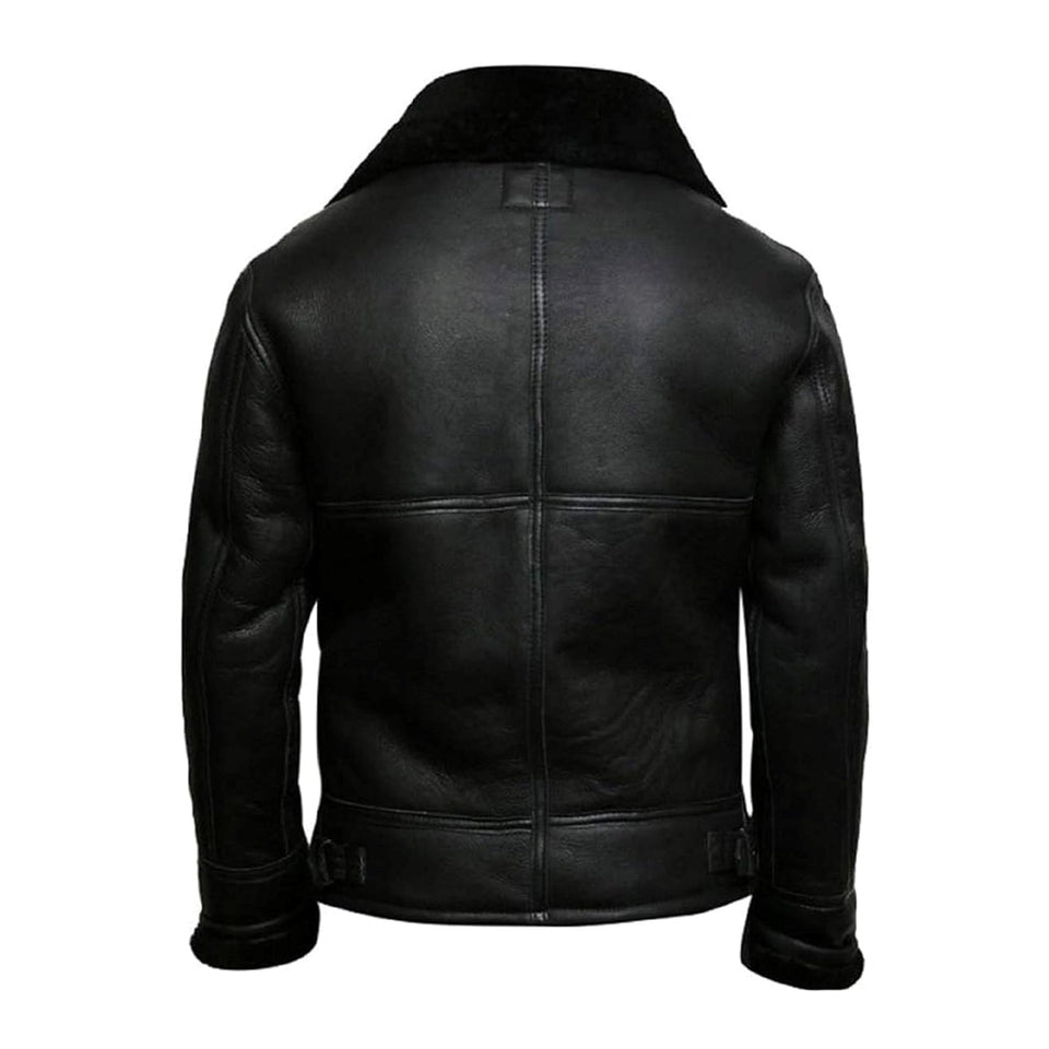 B3 Bomber Brown Faux Fur Shearling Sheepskin Leather Jackets for Men