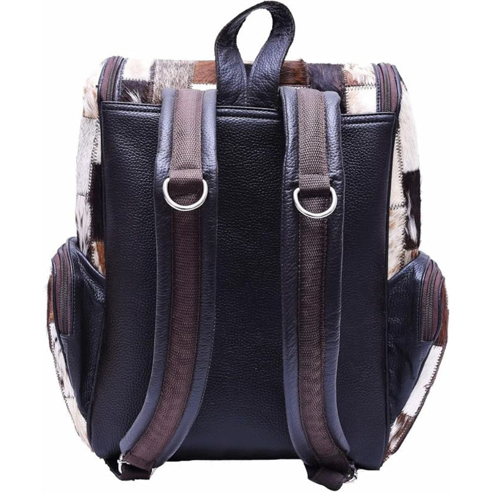 Braided Rectangular Pattern Design - Genuine Leather Backpack For Women