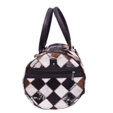 Multipatch Oval Design - Hair On Cowhide Genuine Leather Duffel Bag