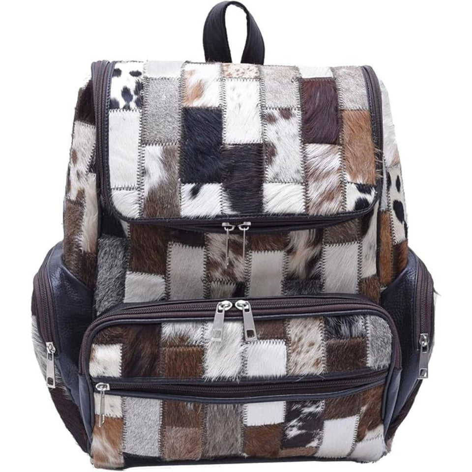 Braided Rectangular Pattern Design - Genuine Leather Backpack For Women