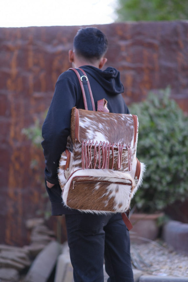 Jhalar Design - Hair On Cowhide Genuine Leather Backpack For Women