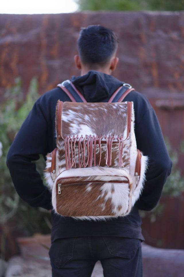 Jhalar Design - Hair On Cowhide Genuine Leather Backpack For Women
