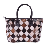 Unique & Stylish Tote Bag - Leather Handcrafted Cowhide Patchwork for Women's